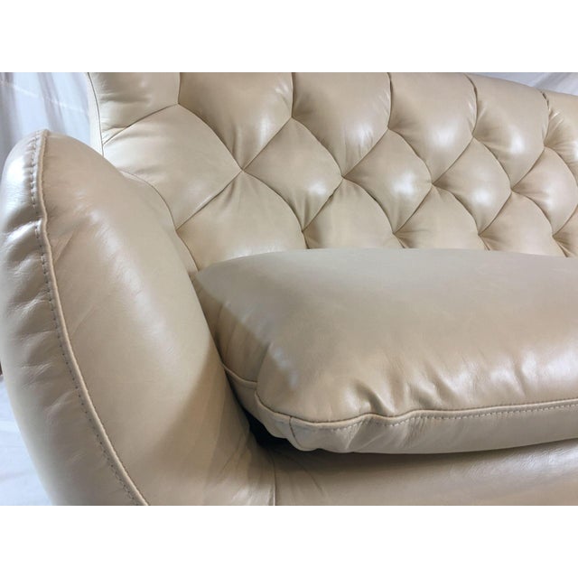 Jhs Wellington Antique Ivory Leather Sofa For Sale - Image 9 of 10