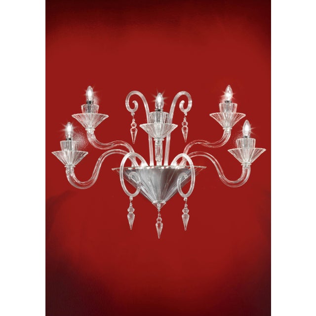 Huge Imperial Trasparent "Rigadin" Murano Glass Wall Sconce For Sale - Image 6 of 6