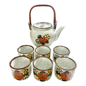 Vintage Otagiri Hand Painted Floral Tea Set - Teapot & 6 Cups