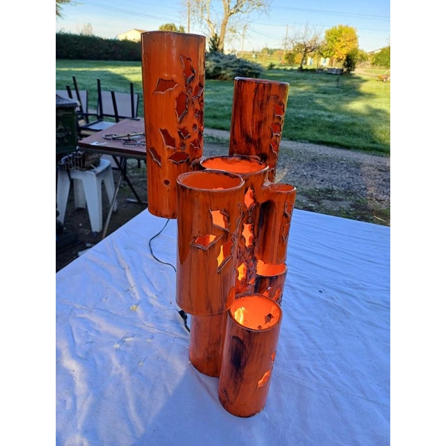 Vintage ceramic lamp from the 1950s/60s by Honoré Camos, Height: 49 cm, Length and Width: 25 cm x 20 cm, electrified,...