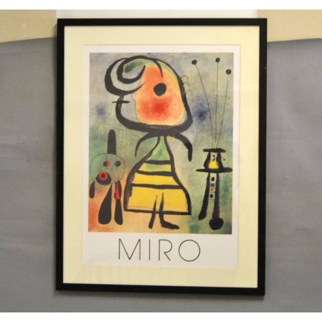 Mid-Century Modern Joan Miró Femme Et Chat Lithograph Framed Printed Wall Art England 1989 Cartoon For Sale - Image 3 of 12
