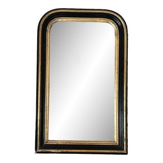 Mid 19th Century Antique French Distressed Black/Gold Louis Philippe Mirror For Sale