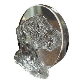 Victor Trabucco Buffalo Bison Crystal Figurine Statue Signed Art Glass Sculpture For Sale