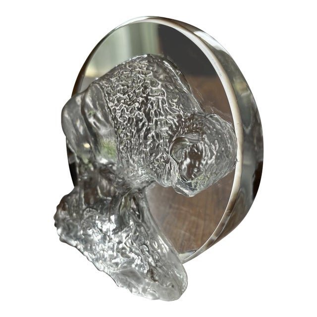 Victor Trabucco Buffalo Bison Crystal Figurine Statue Signed Art Glass Sculpture For Sale