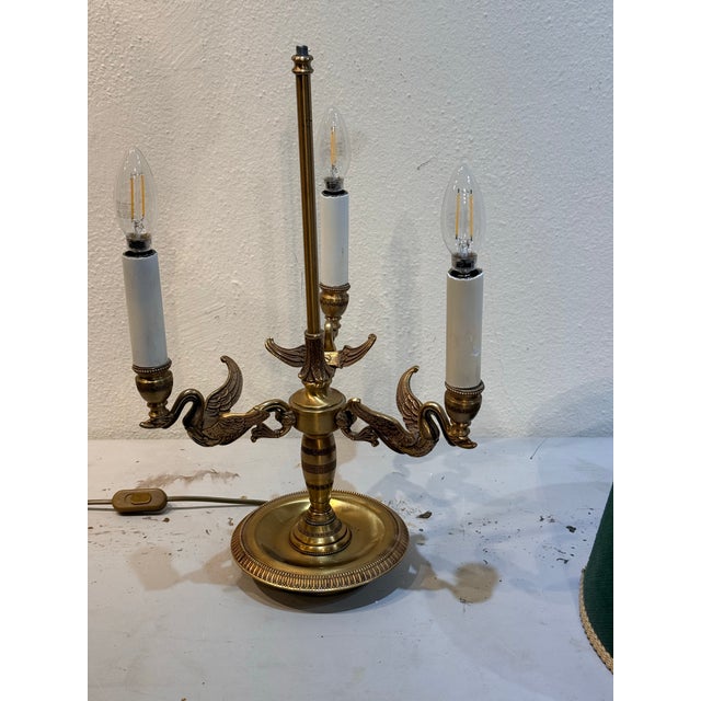 Mid 20th Centuty Swan Form French Empire Style Brass Bouilotte Table Lamp For Sale In Tulsa - Image 6 of 12