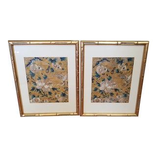 Antique Chinese Needlework Panels - a Pair For Sale