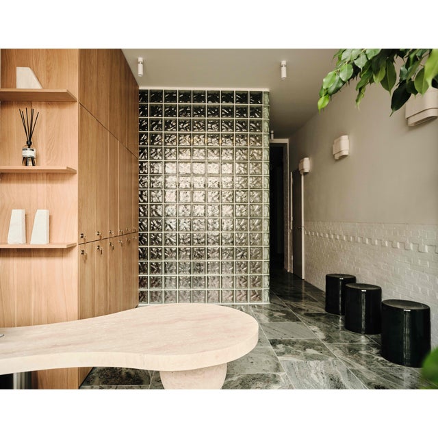 Not Yet Made - Made To Order Sculptural Travertine Desk with Open Shelving by My Habitat Design For Sale - Image 5 of 10