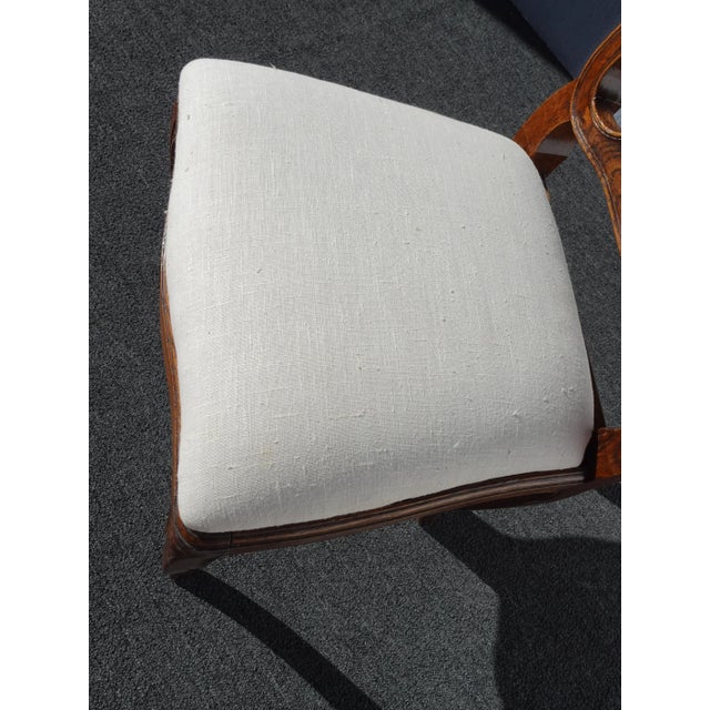 White Six Vintage French Country Oak White Dining Room Chairs For Sale - Image 8 of 12