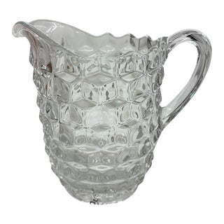 Mid 20th Century Art Deco Fostoria American Pattern Cube Glass Pitcher For Sale