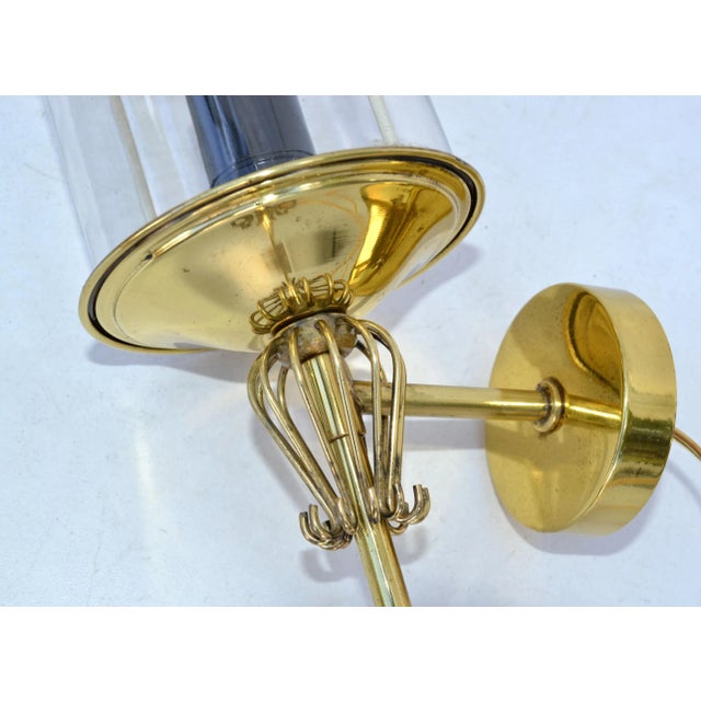 Pair of Maison Lunel Brass & Glass Sconces, Wall Lamp French Mid-Century Modern For Sale - Image 10 of 13