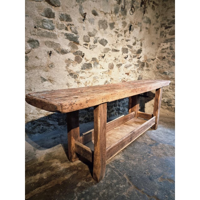 Wood Antique French Carpenters Workbench in Oak and Beech, 1900s For Sale - Image 7 of 18