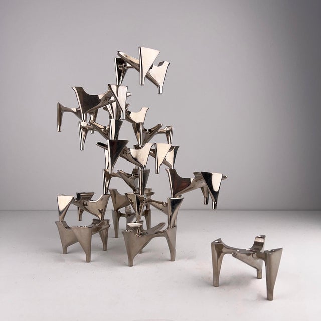 Rare "Bird Flight" interlocking candlesticks by Hammonia Motard The brutalist version of the fabric nail candlesticks, my...