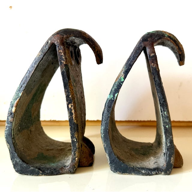 1950s MCM Forged Iron Brutalist Owl Bookends Pair For Sale - Image 5 of 7