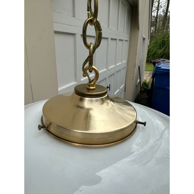 Large Vintage School House Globe With Brass Hanging Fixture For Sale In New York - Image 6 of 6