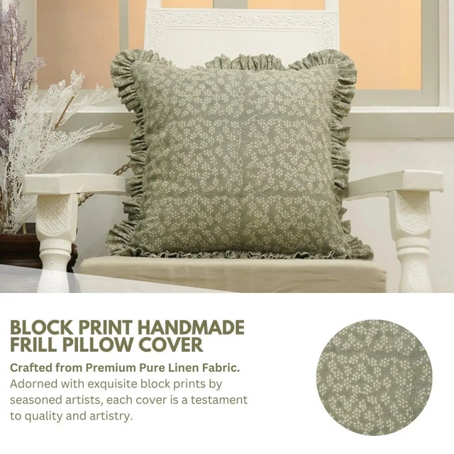 * Handmade Block Print Cushion Cover – Crafted using age-old block printing methods on high-quality thick linen, offering...