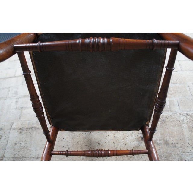 Antique English Country Mahogany Ladderback Roundabout Corner Arm Chair For Sale - Image 10 of 13