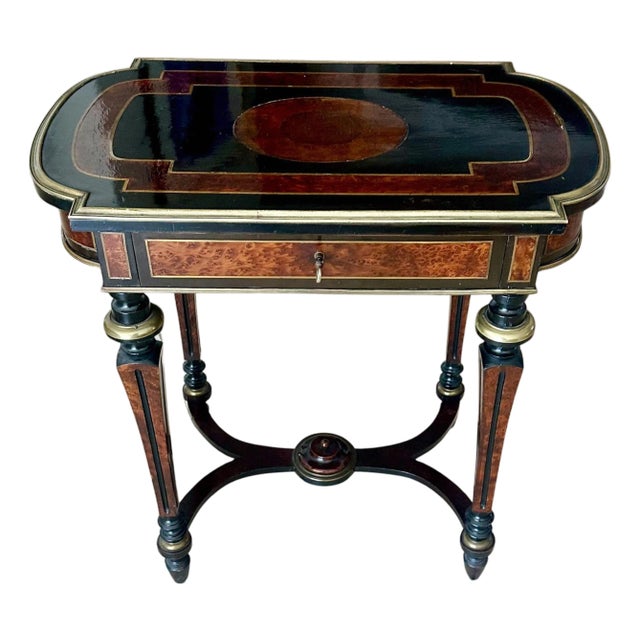 Antique 19th-Century French Napoleon III Work or Vanity Side Table For Sale