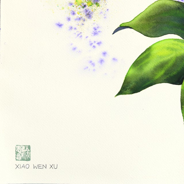 Dogwood Flower - Dramatic Abstract Purple Botanical Floral Still Life Painting Original Artwork by Xiao Wen Xu For Sale In Los Angeles - Image 6 of 8