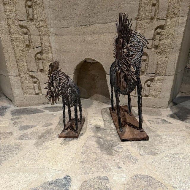 For your consideration a vintage pair of Curtis Jeré brutalist iron wire lion sculptures. Produced around the 1970s, these...