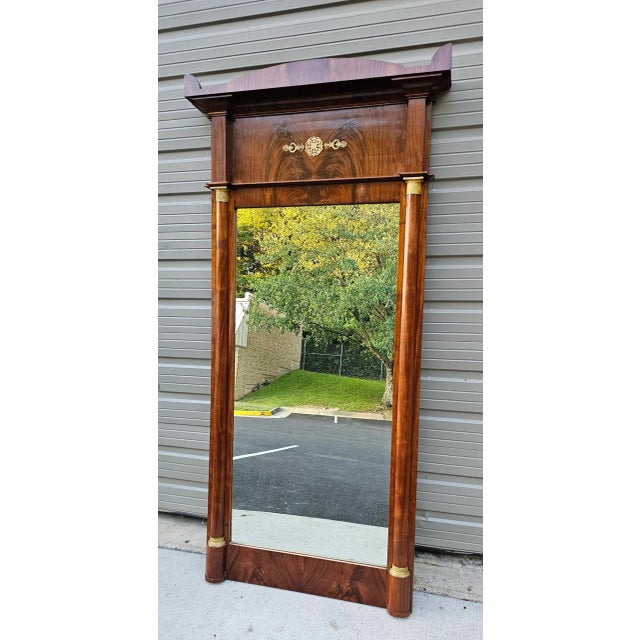 French 95" Tall Antique 19th Century French Empire Floor/Pier Mirror For Sale - Image 3 of 6