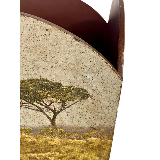 1980’s Safari Inspired Zebra Print Light Wood Wastebasket Styled After Fornasetti For Sale - Image 9 of 12