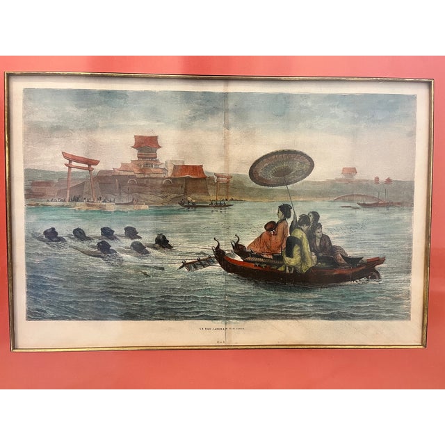 Late 19th Century Hand-Colored Chinoiserie Engraving From 1874 in Asian Inspired Frame For Sale - Image 4 of 5