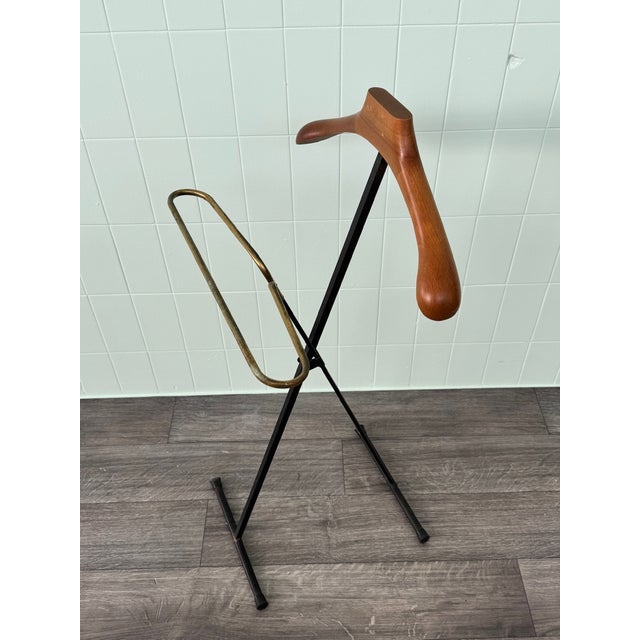 Vintage Man-Shaped Folding Valet Stand in Beech, Metal and Brass, 1950s For Sale - Image 6 of 16
