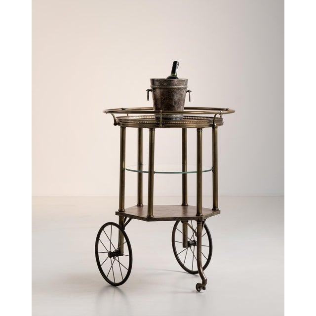 1960s French Brass & Glass Bar Cart For Sale - Image 10 of 10