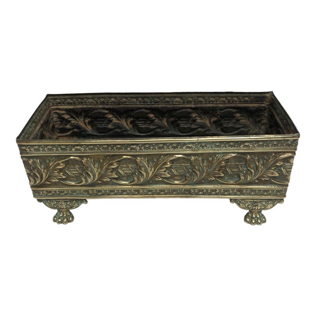 1950’s Vintage Brass Paw Feet Planter For Sale