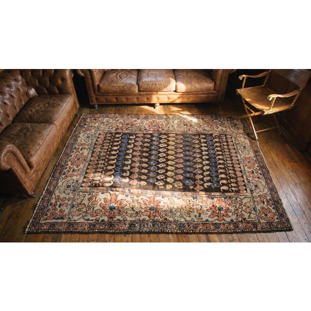 1930s Brown Paisley Traditional Antique Persian Malayer Rug 4' X 6'5" Handknotted Wool Carpet For Sale - Image 9 of 9