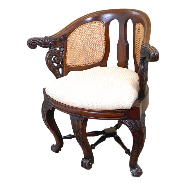 Antique Mahogany Bürgermeister Desk Chair, 1860 For Sale