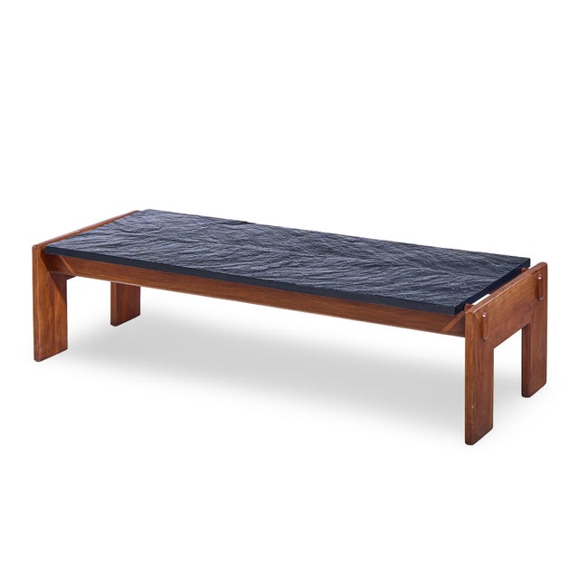 Brown Adrian Pearsall for Craft Associates Mid Century Walnut and Slate Top Coffee Table For Sale - Image 8 of 9
