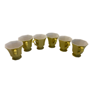 Mid 20th Century Interpace “Independence” Ironstone Octoganal Avocado Yellow Cups -- Set of Six