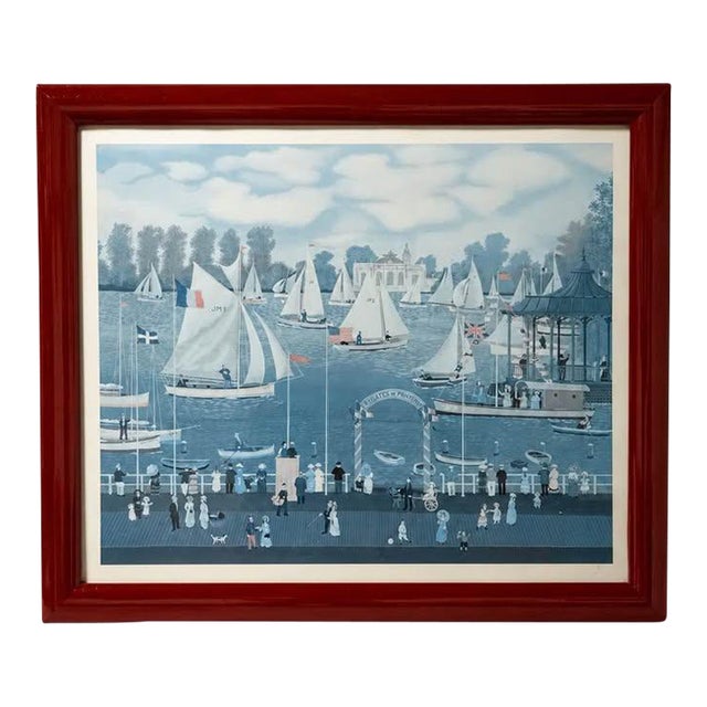 Michel Delacroix 1991 Framed Sailboat Harbor Print For Sale