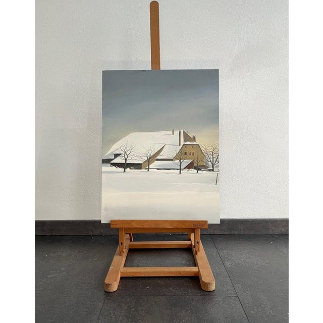 Claude Sauthier, Savoie in Winter, Oil on Wood, 1970s For Sale - Image 3 of 9