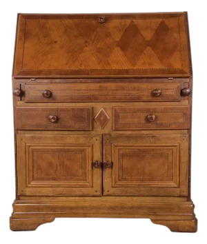 Vintage Drop Front Secretary Writing Desk With Ample Storage