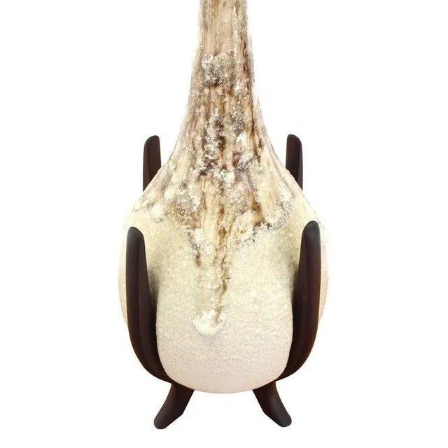 Mid 20th Century Vintage Mid Century Art Pottery Dripping Pattern Table Lamp For Sale - Image 5 of 6