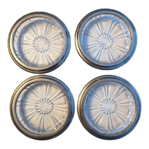 Vintage Italian Silver & Crystal Coasters – Set of 4 | Art Deco Barware