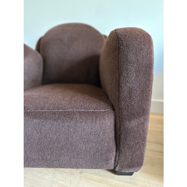 Set of Art Deco Armchairs in Dark Brown Alpaca, 1930s For Sale - Image 6 of 9