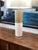 Late 20th Century Mid Century Modern Style Stone Lamps With Lucite Bases and Linen Drums - a Pair For Sale - Image 4 of 4