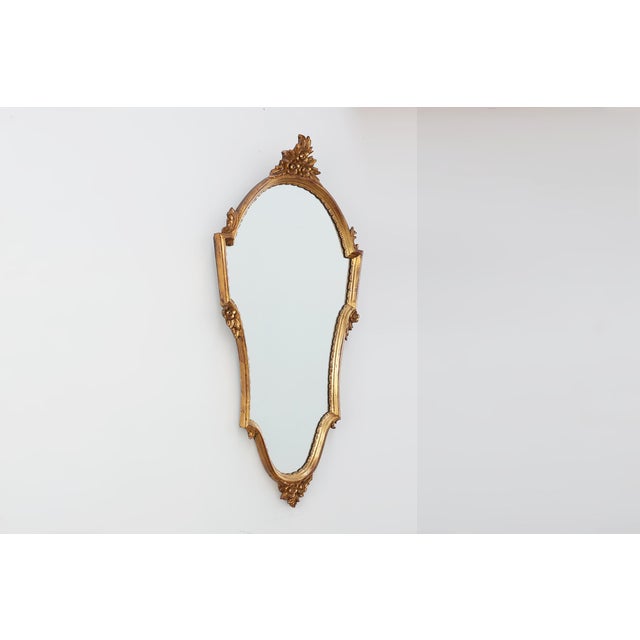 20th Century Louis XVI Giltwood Mirror with Ornate Crest, France, 1950s For Sale - Image 3 of 11