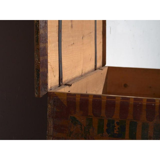 Large Antique Hand Painted Trunk, 1900s For Sale - Image 10 of 18