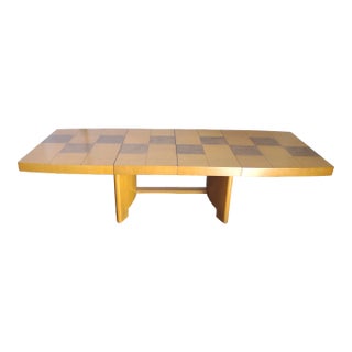 Authentic Gilbert Rohde for Herman Miller Dining Table With Burlwood Checkerboard Top & Two Leaves For Sale