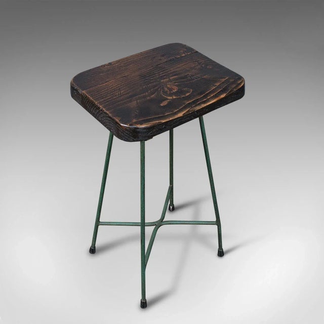 Wood 1940s Vintage English Pine Munitions Factory Stool For Sale - Image 7 of 13