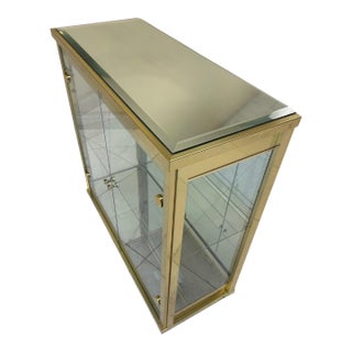 1970s Hollywood Regency Brass and Glass Tabletop Curio Cabinet For Sale