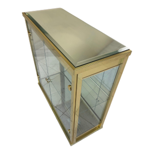1970s Hollywood Regency Brass and Glass Tabletop Curio Cabinet