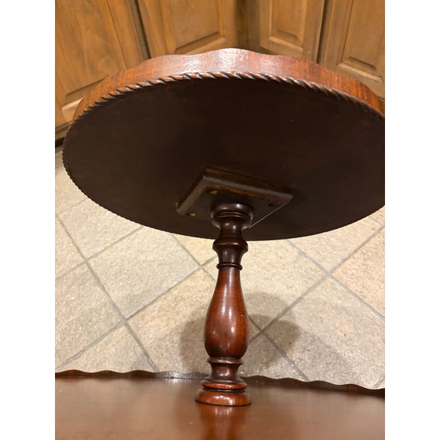 Wood Vintage Chippendale Style Mahogany Two-Tier Dumbwaiter Table For Sale - Image 7 of 8