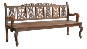 Antique Anglo-Indian Carved Teakwood Bench