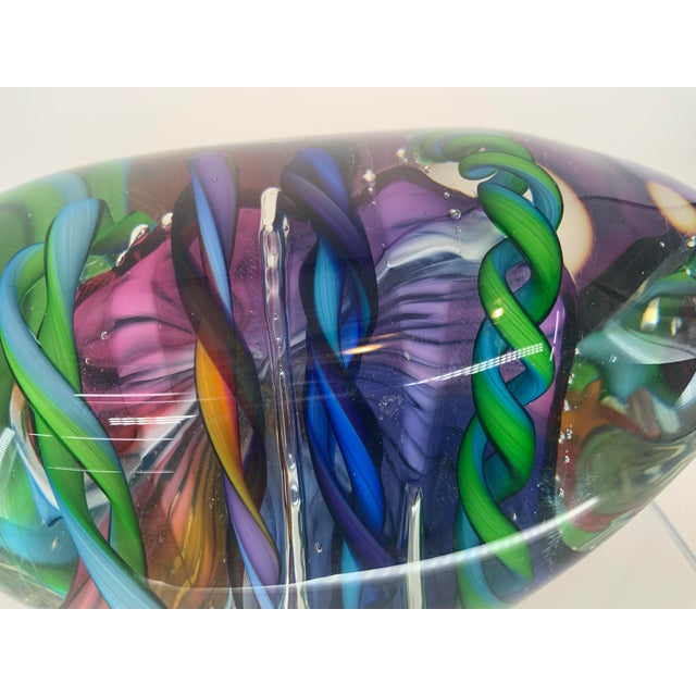 Purple Large Hand Blown Glass Paperweight by Tom Bloyd For Sale - Image 8 of 12