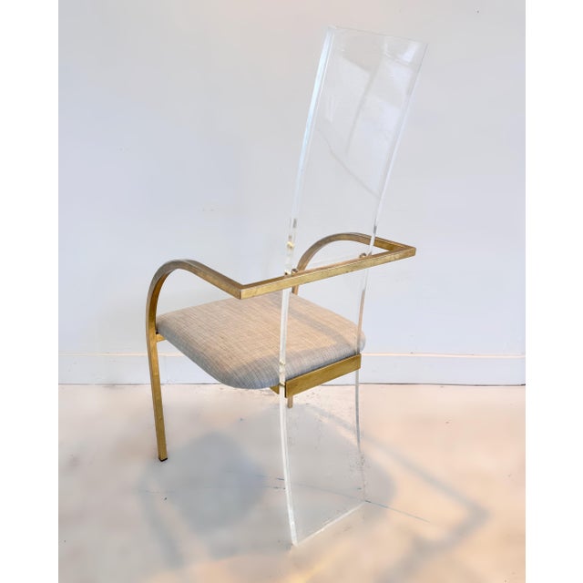 Vintage Dining Suite in Acrylic and Brass by Charles Hollis Jones for Belgo Chrome, 1979, Set of 9 For Sale - Image 4 of 11